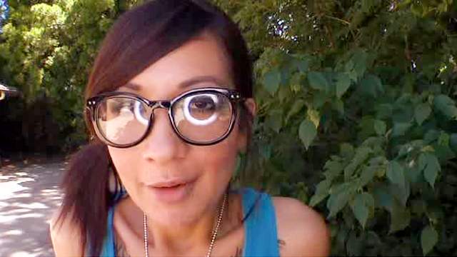 Nerdy girl gets huge cock