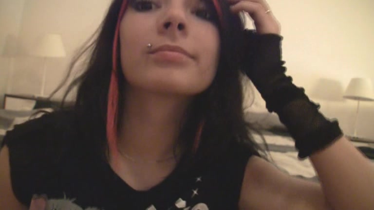 768px x 432px - Emo girl with pierced nipples gets naked on webcam