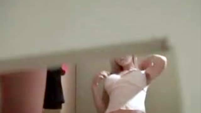 She tries on black and white boyshort panties