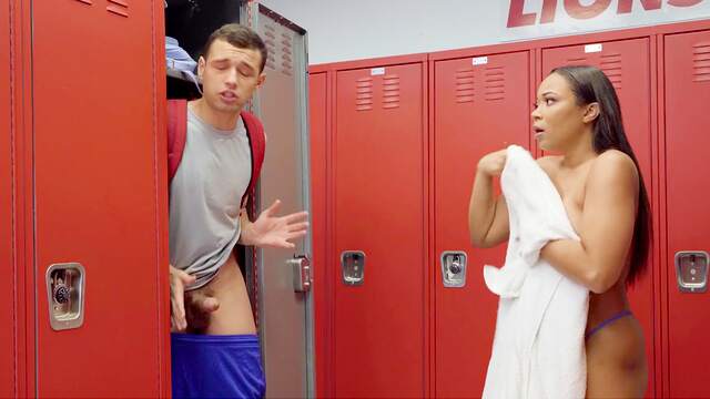 Excellent nude porn down at the lockers for a sensual teen