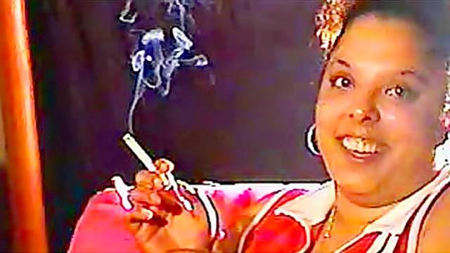 Chubby black girl is a sexy smoker